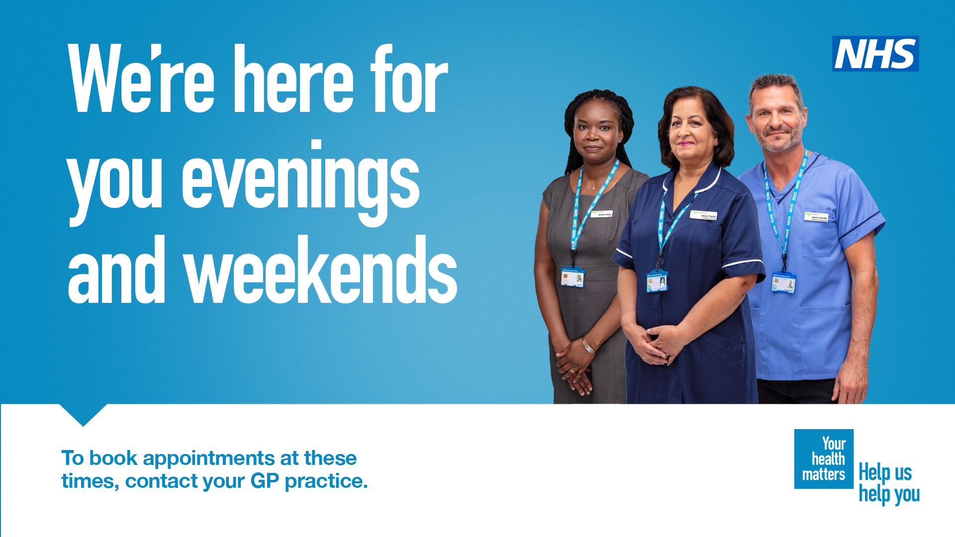 Poster - contact practice for evening and weekend appointments