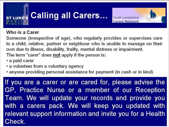 Calling all carers...