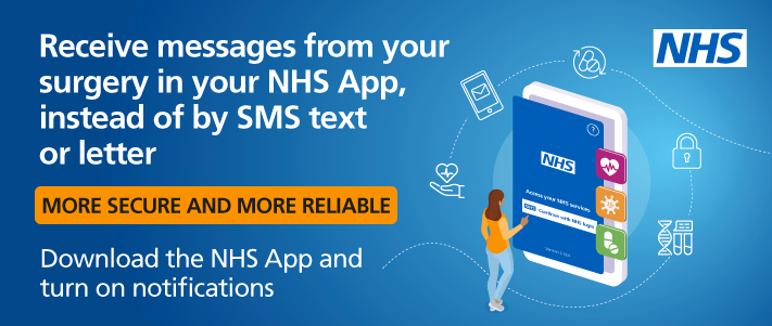 NHS App messaging banner NHS App messaging banner